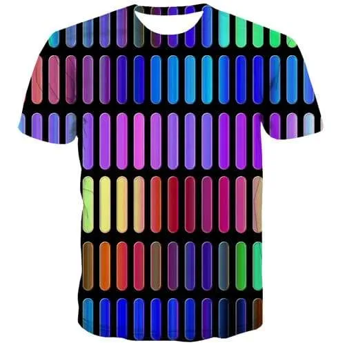 Psychedelic T shirts Men Colorful Shirt Print Harajuku T shirts Funny Gothic Tshirts Cool Abstract Tshirts Casual Short Sleeve