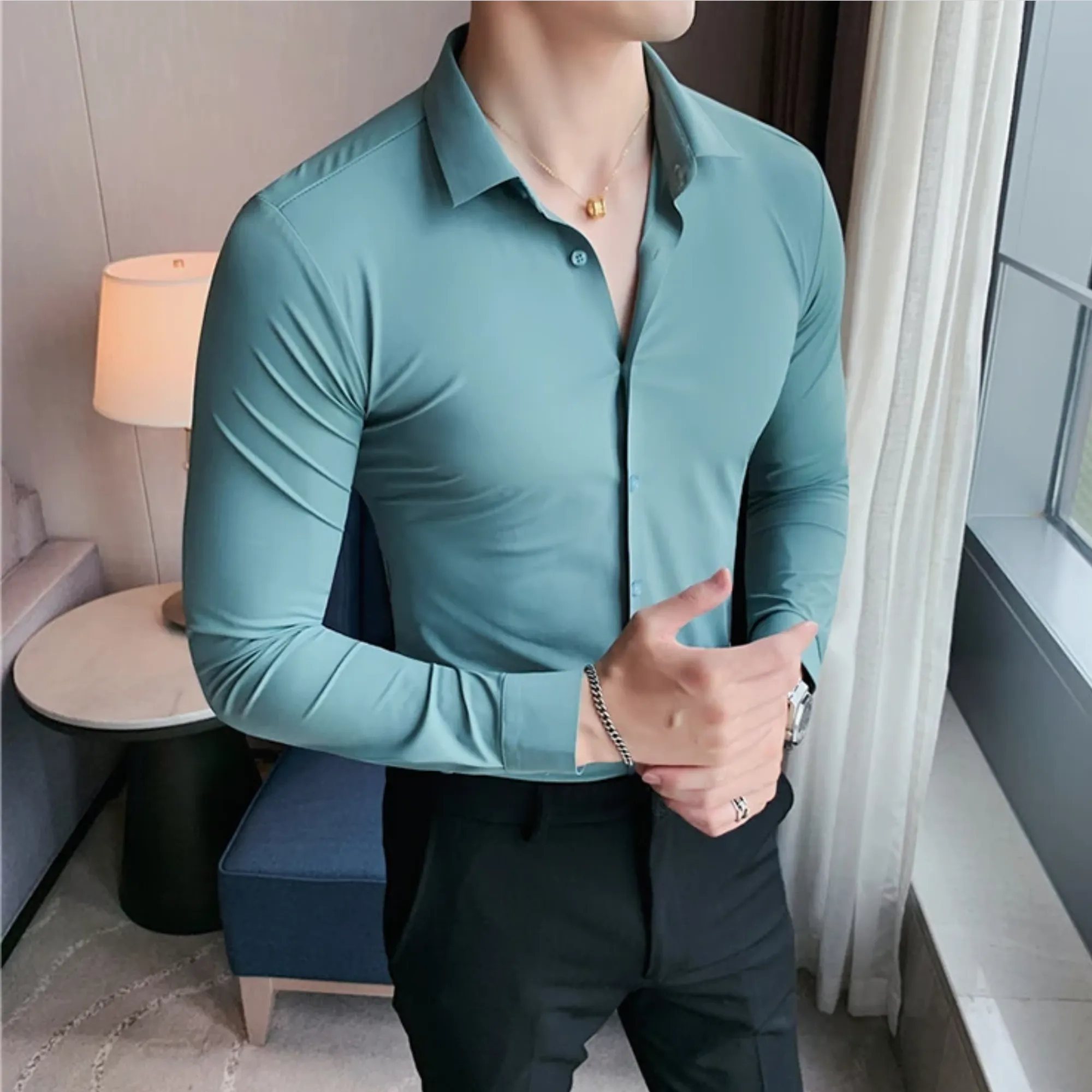 Rodney - Men's Long Sleeve Stretch Shirt