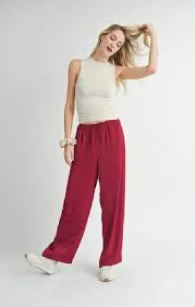 SADIE & SAGE-SWEET TREAT STRAIGHT LEG PANTS-RED
