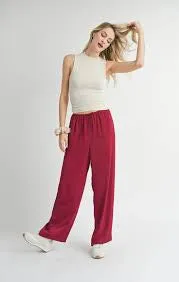 SADIE & SAGE-SWEET TREAT STRAIGHT LEG PANTS-RED