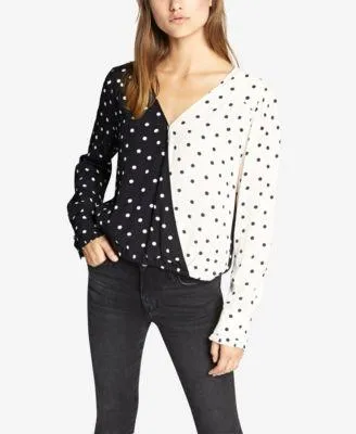 Sanctuary Cori Half and Half Wrap Blouse Polka Dot M