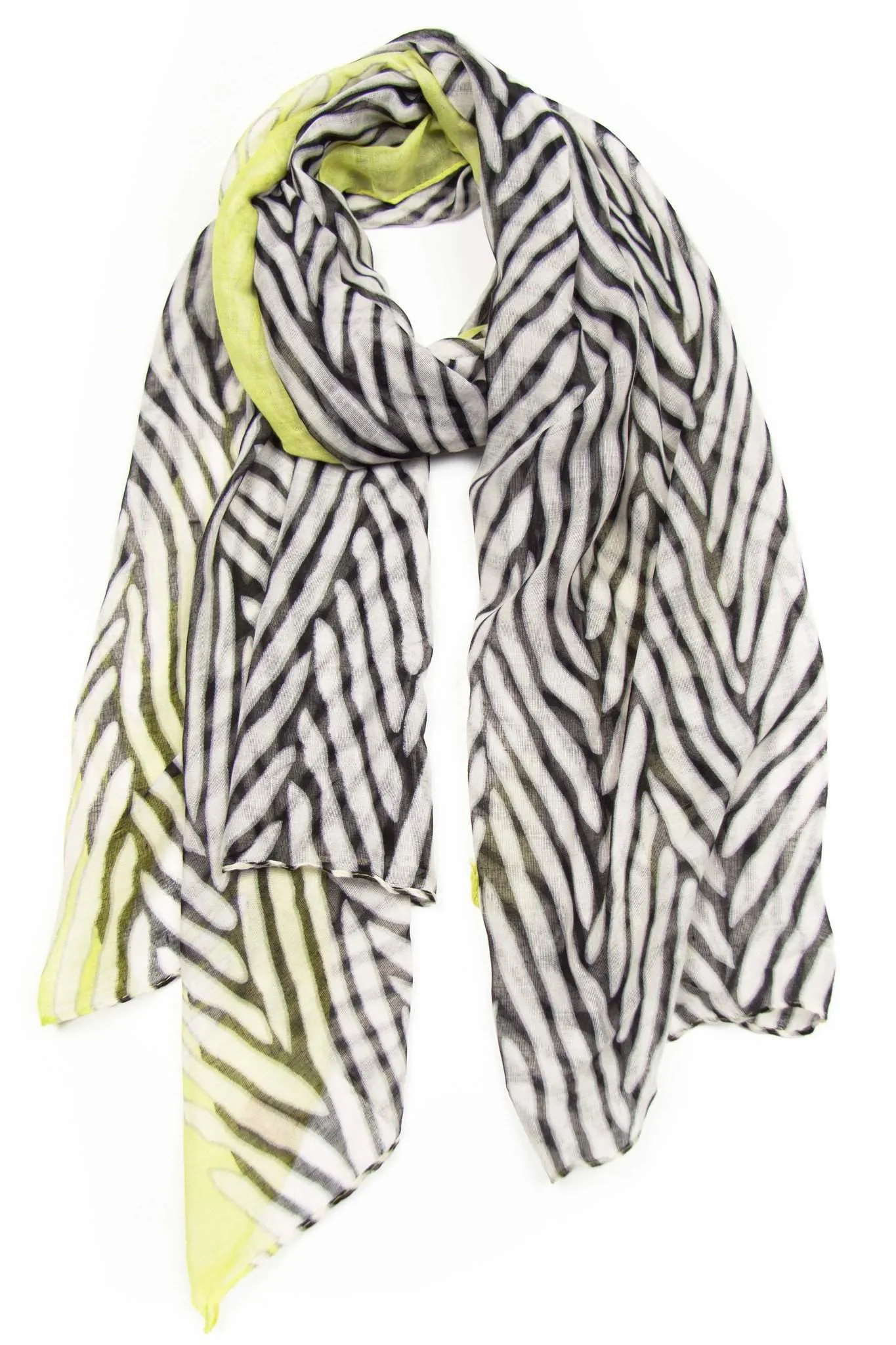 Scarf / Neon Yellow White / Animal Print / Unisex