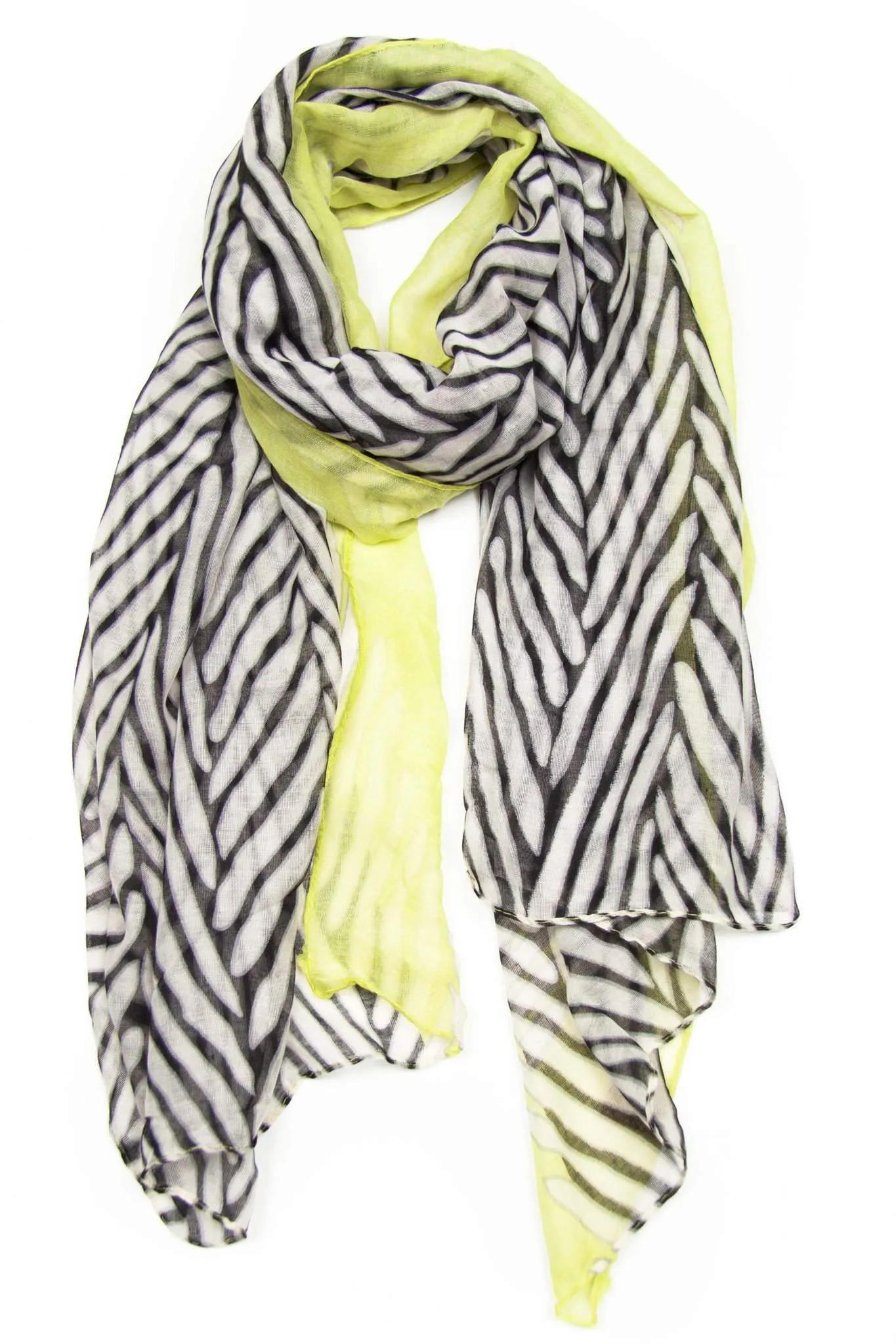 Scarf / Neon Yellow White / Animal Print / Unisex