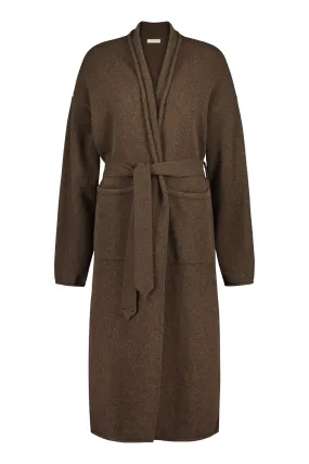 Seili Long Merino Cardigan Bark Brown
