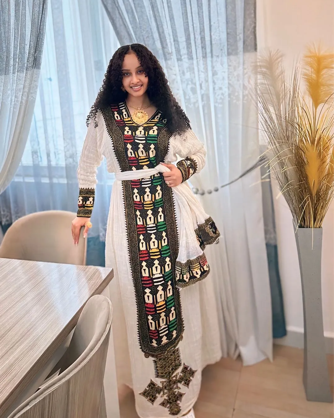 Sensational Cultural Look in Habesha Dress: Beautiful Ethiopian Traditional Dress Handmade Eritrean Clothing