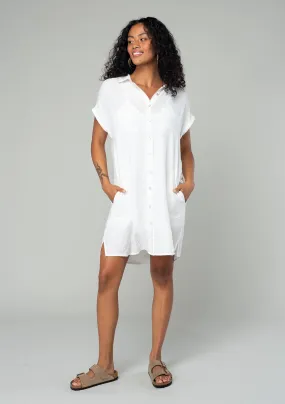 Short Dolman Sleeve Button Down Mini Shirt Dress