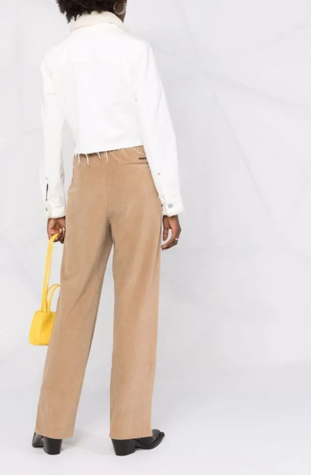 Side-stripe corduroy track pants