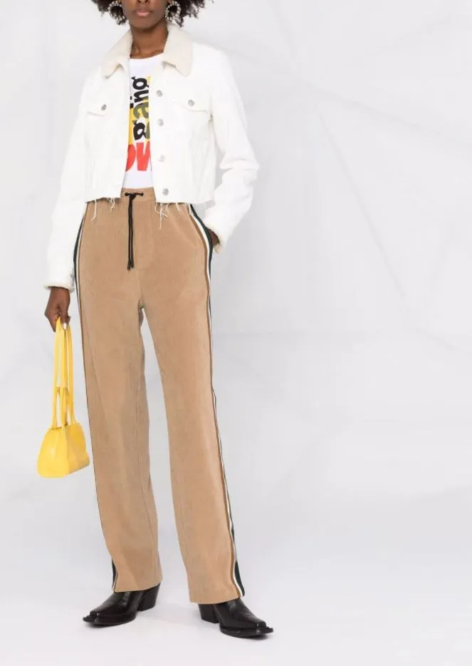 Side-stripe corduroy track pants