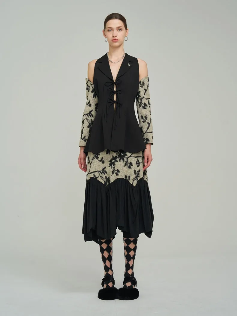 Silhouette Classy Mature  Flower Wool Tiered Skirt