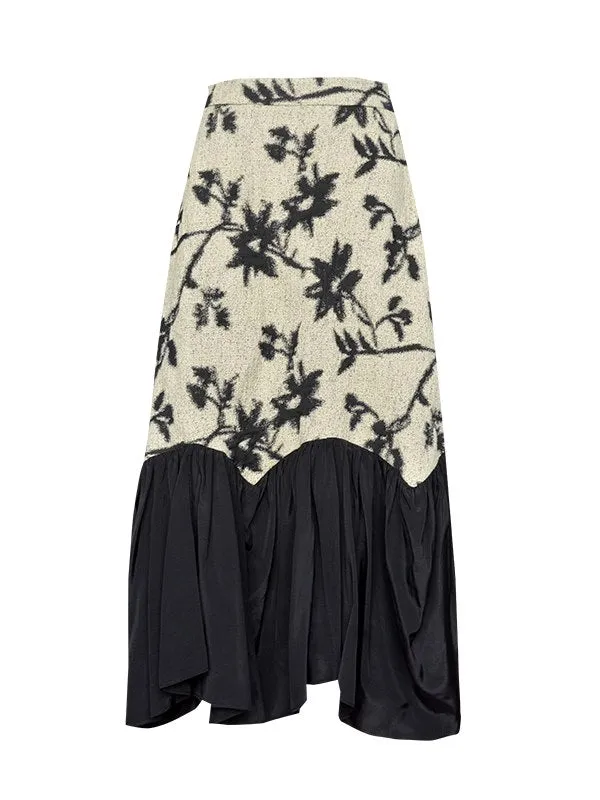 Silhouette Classy Mature  Flower Wool Tiered Skirt