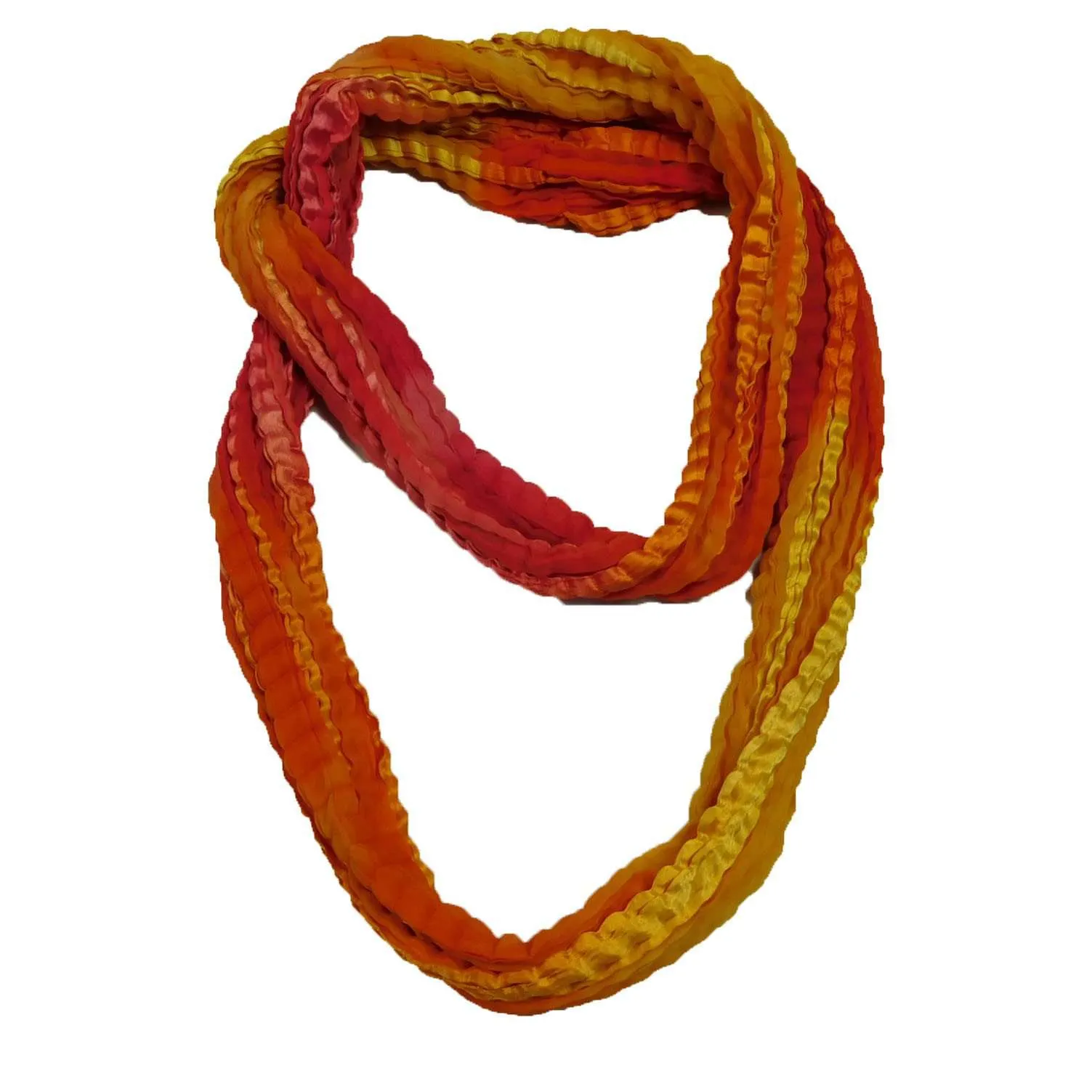 Silky Crinkled Infinity Scarf  -Orange