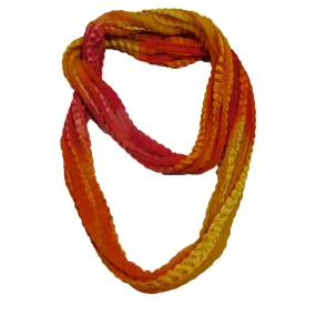 Silky Crinkled Infinity Scarf  -Orange