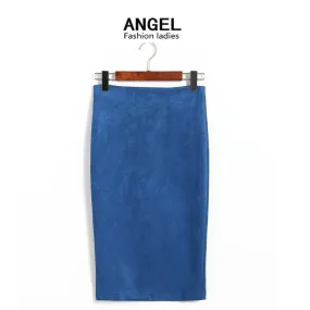 Skirt Solid Colored Splitted High Waist Hip Flattering Slim Look All-Matching Skirt