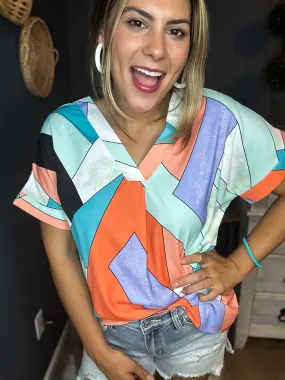 Slice of Life Geometric Print Blousr