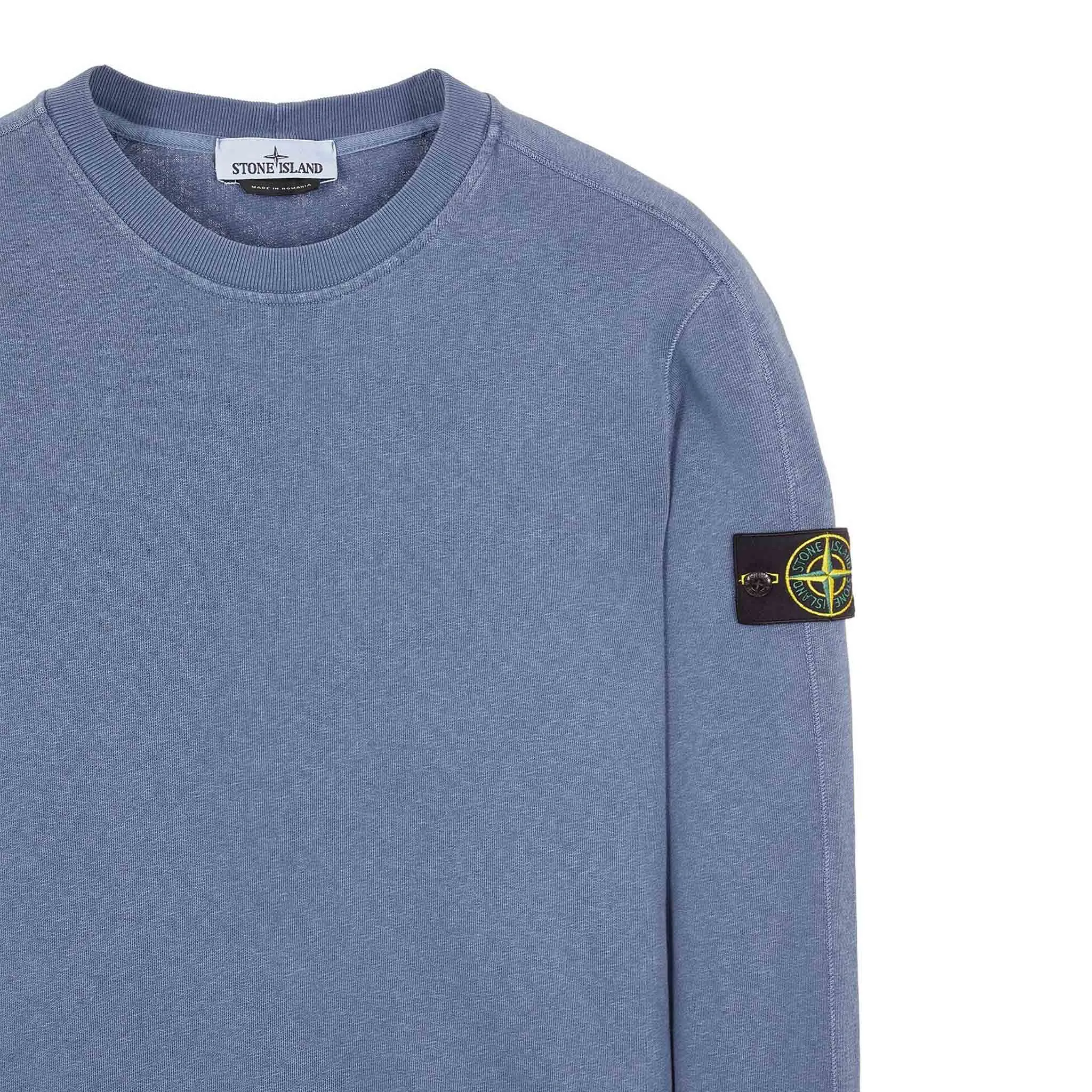 Stone Island 'Old Treatment' Crewneck Sweatshirt in Avio Blue