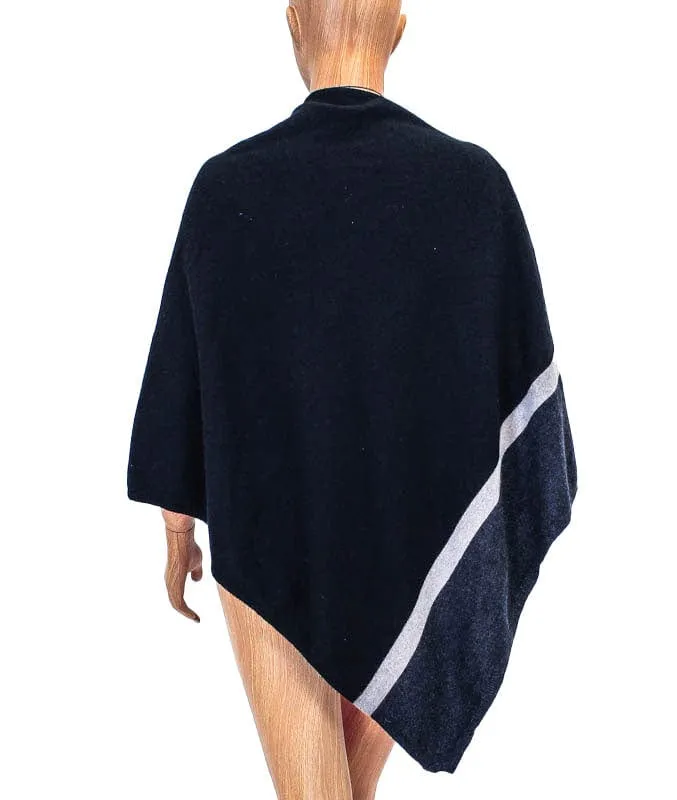 Striped Button Poncho Sweater