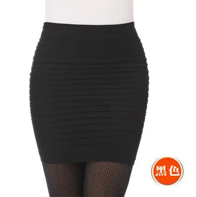 Striped Hip Flattering Women High Waist Slimming Stretchable Plus Size Pencil Skirt