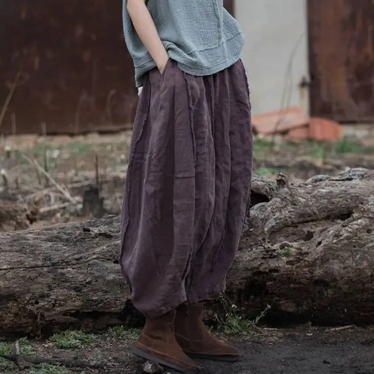 Stylish Women's Purple Linen Harem Pants for Any Occasion