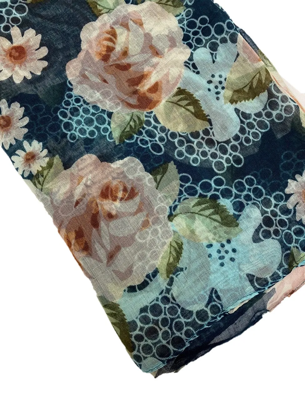 Teal Viscose Printed