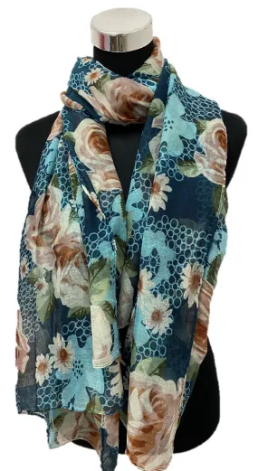 Teal Viscose Printed