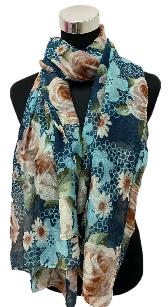 Teal Viscose Printed