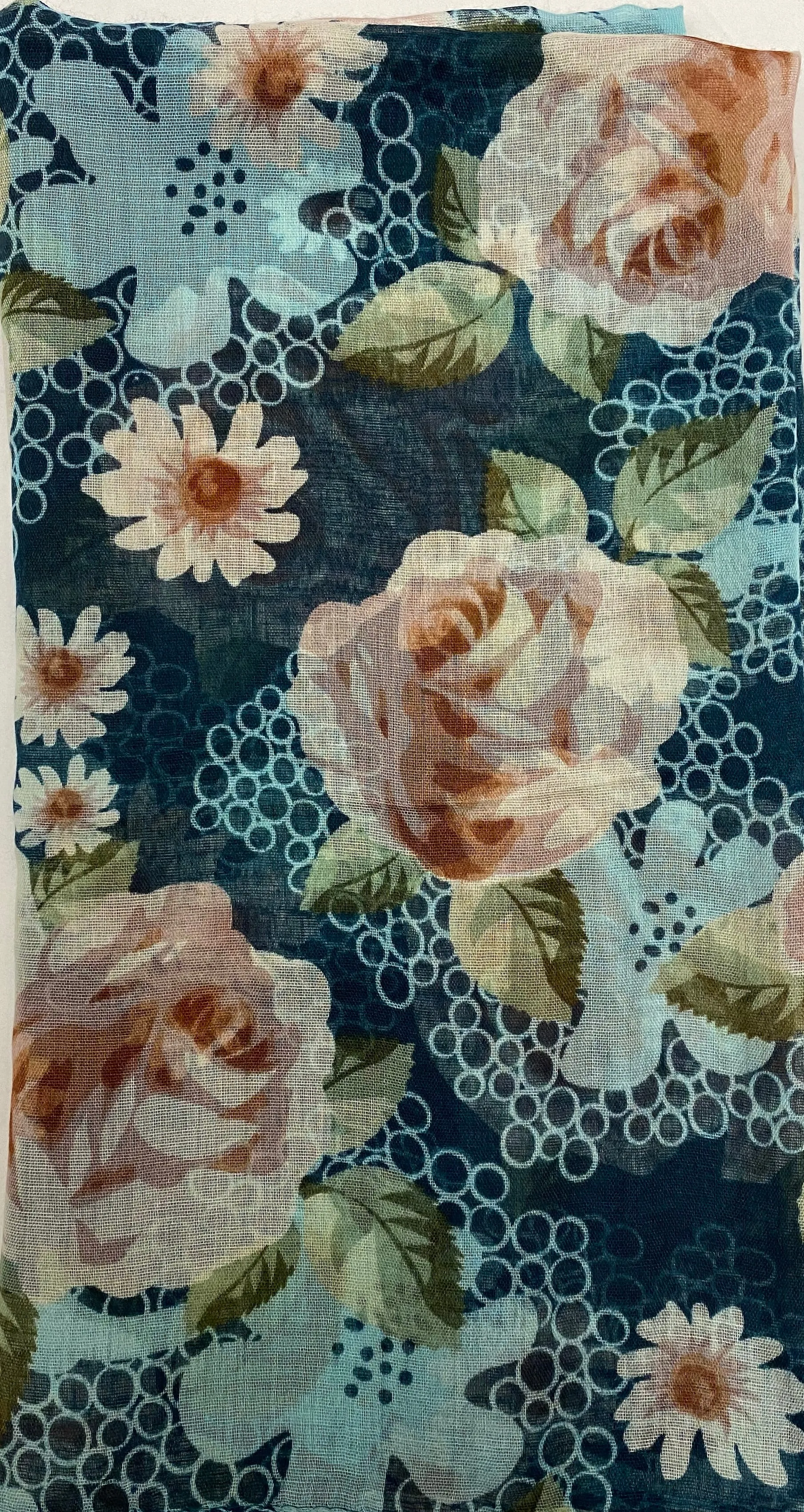 Teal Viscose Printed