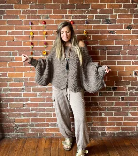 The Coffee Shop Latte Poncho Pullover Sweater
