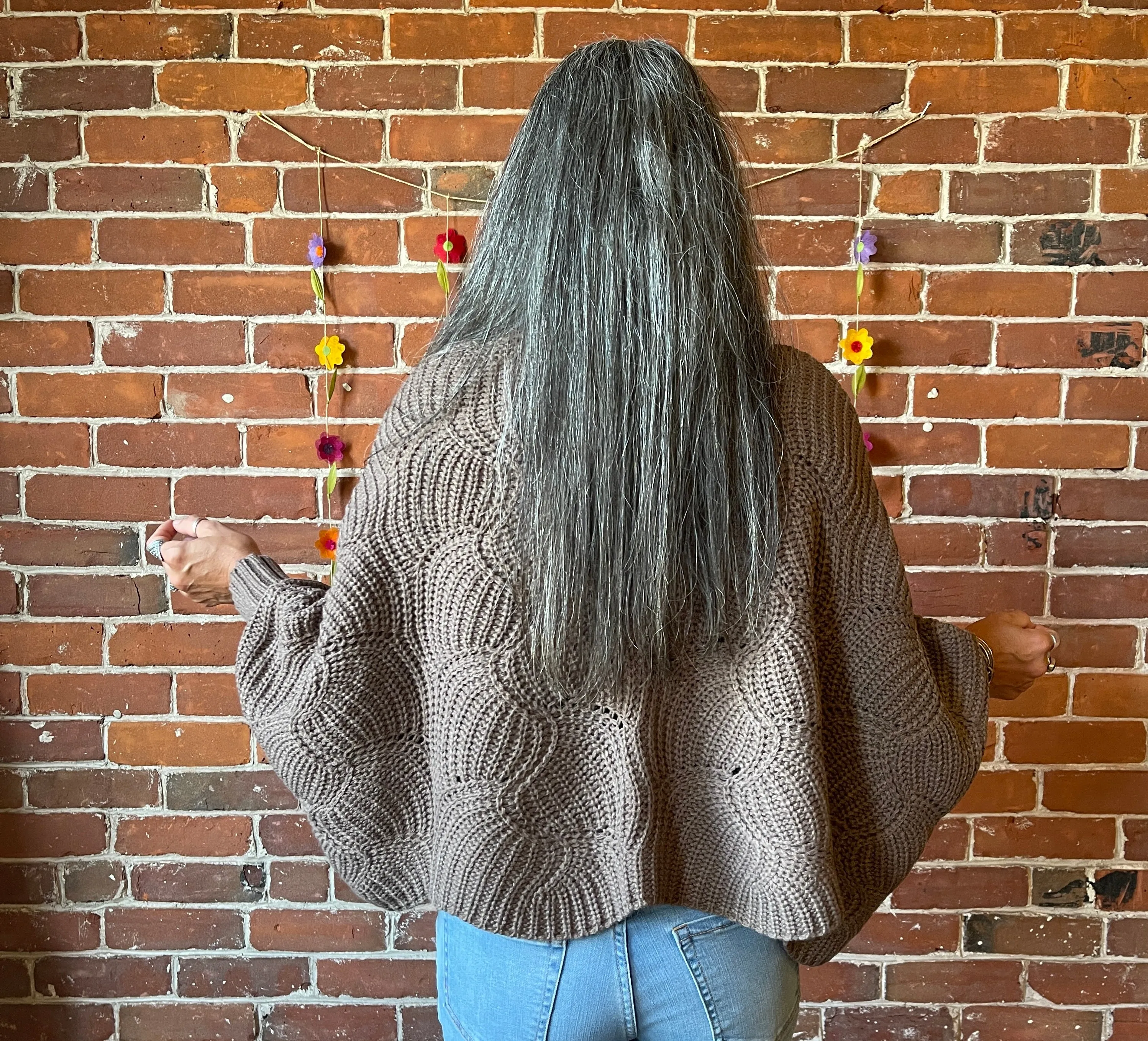 The Coffee Shop Latte Poncho Pullover Sweater