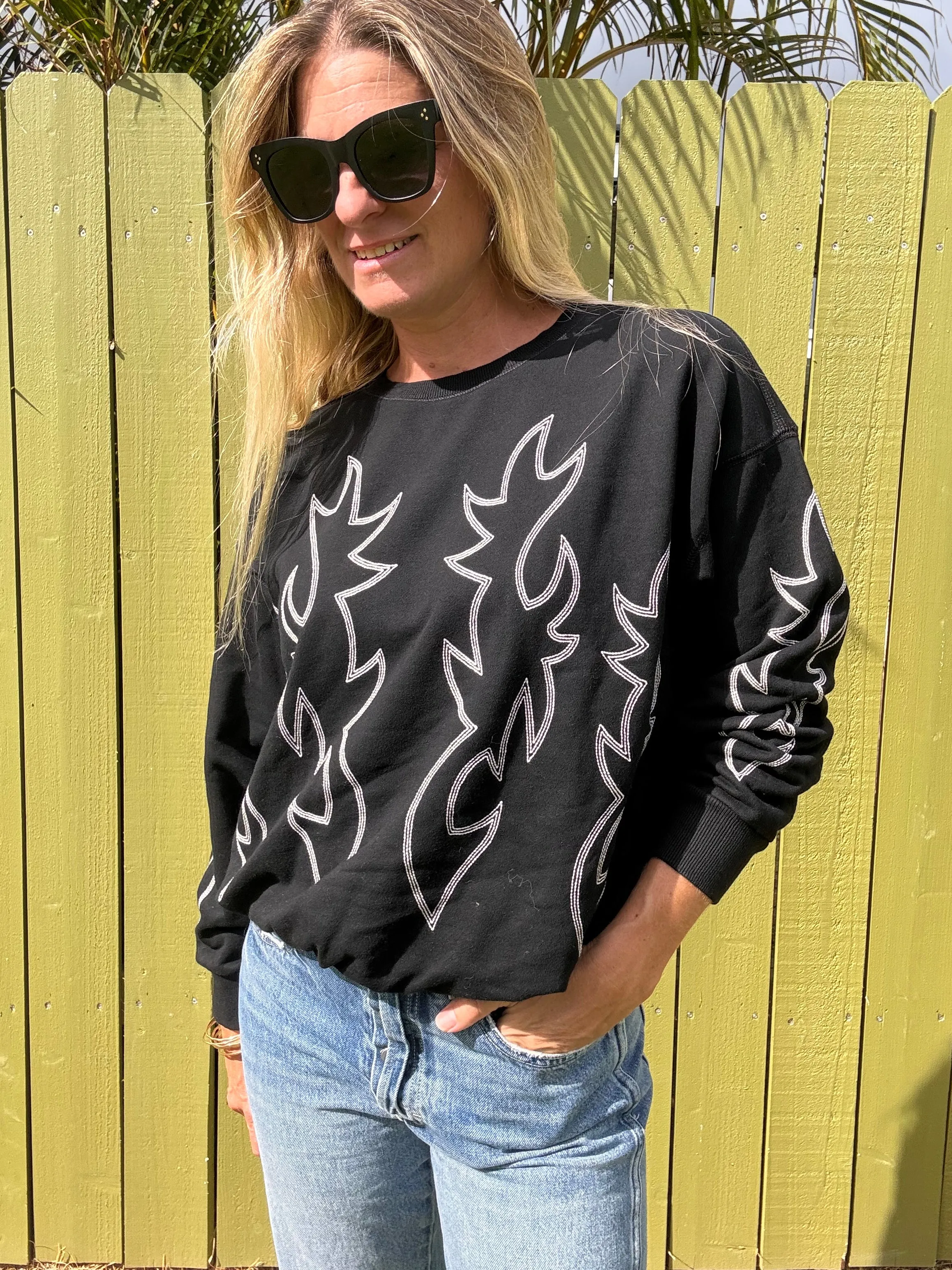 These Boots Embroidered sweatshirt