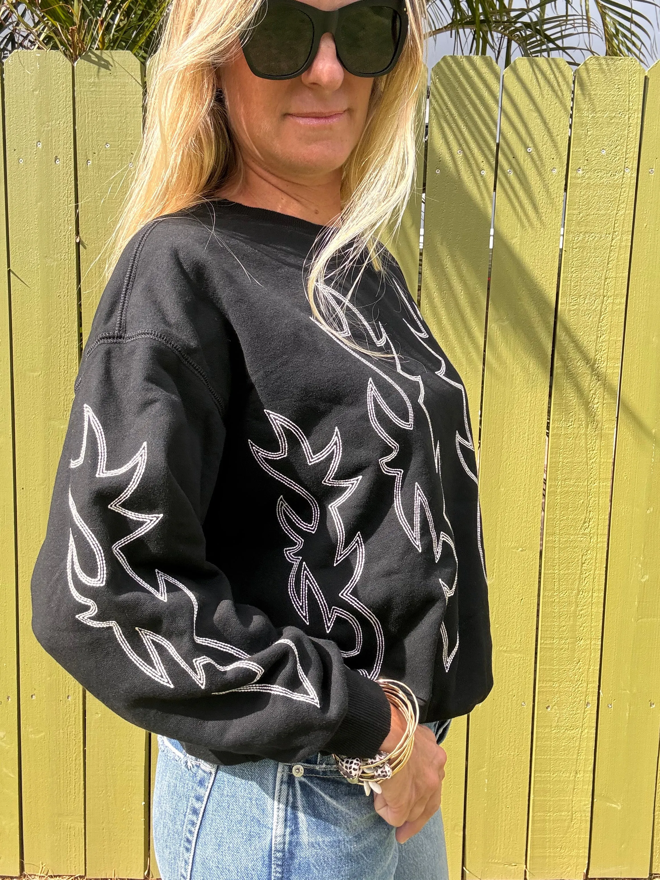 These Boots Embroidered sweatshirt