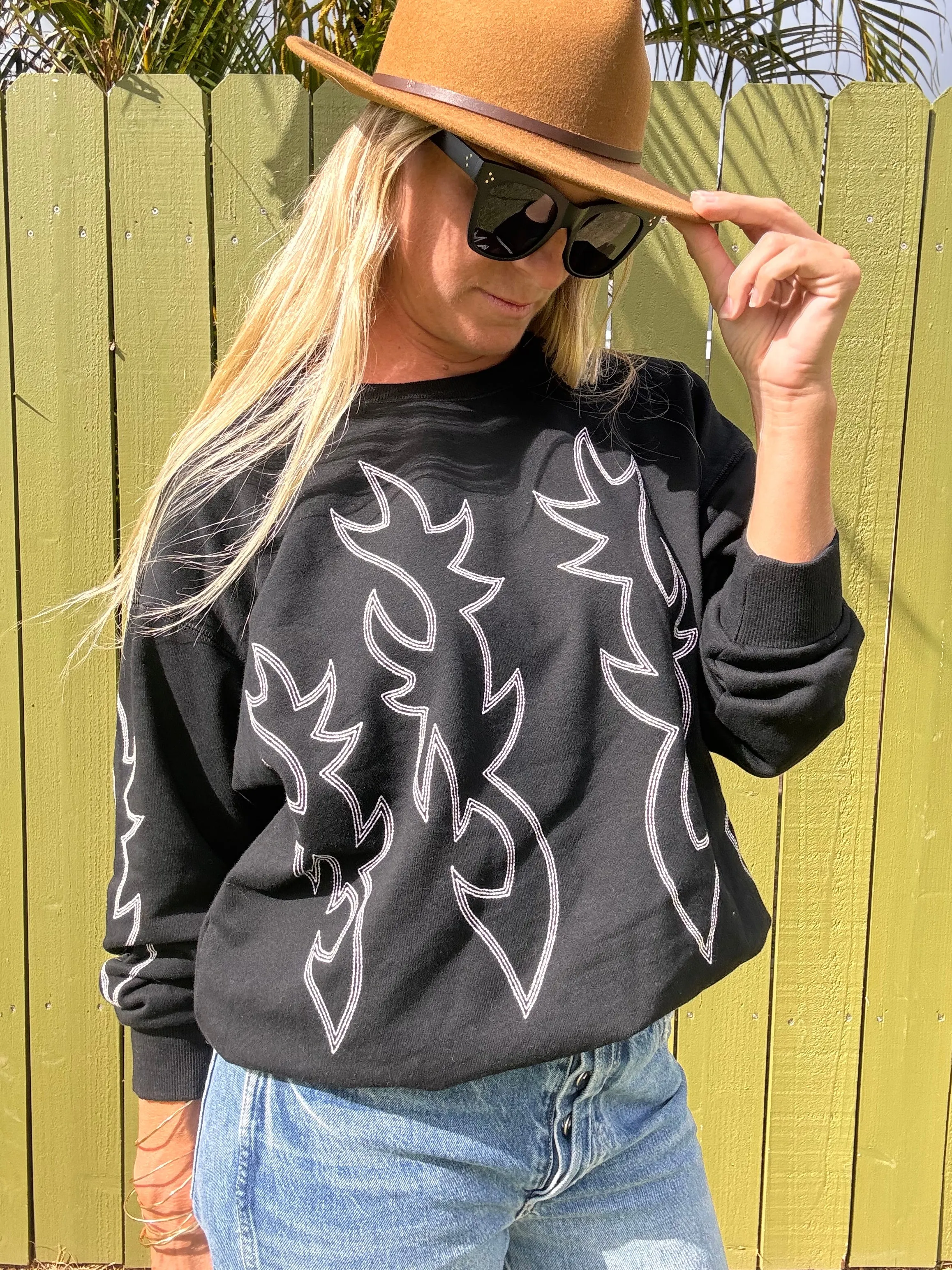 These Boots Embroidered sweatshirt