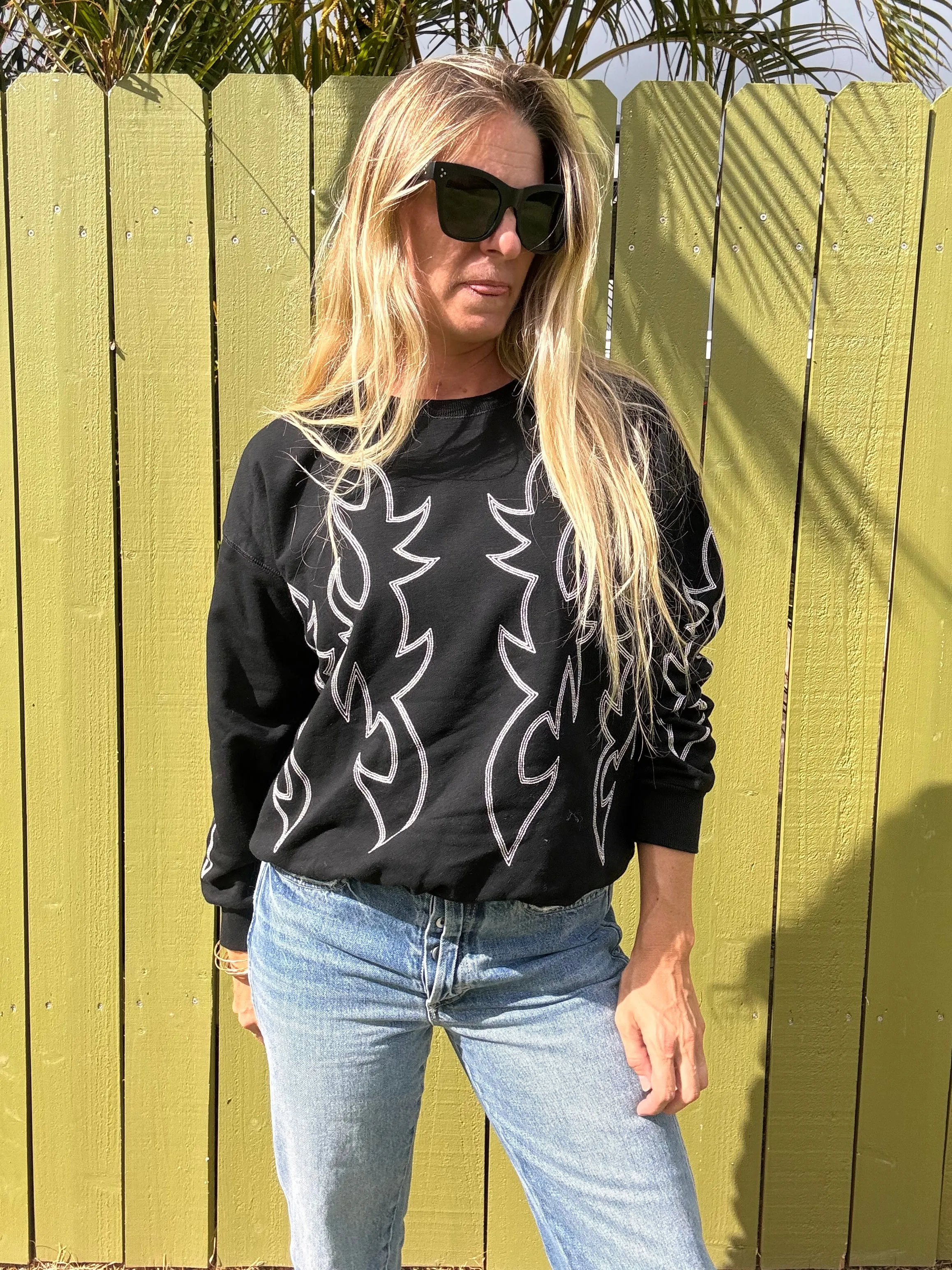 These Boots Embroidered sweatshirt