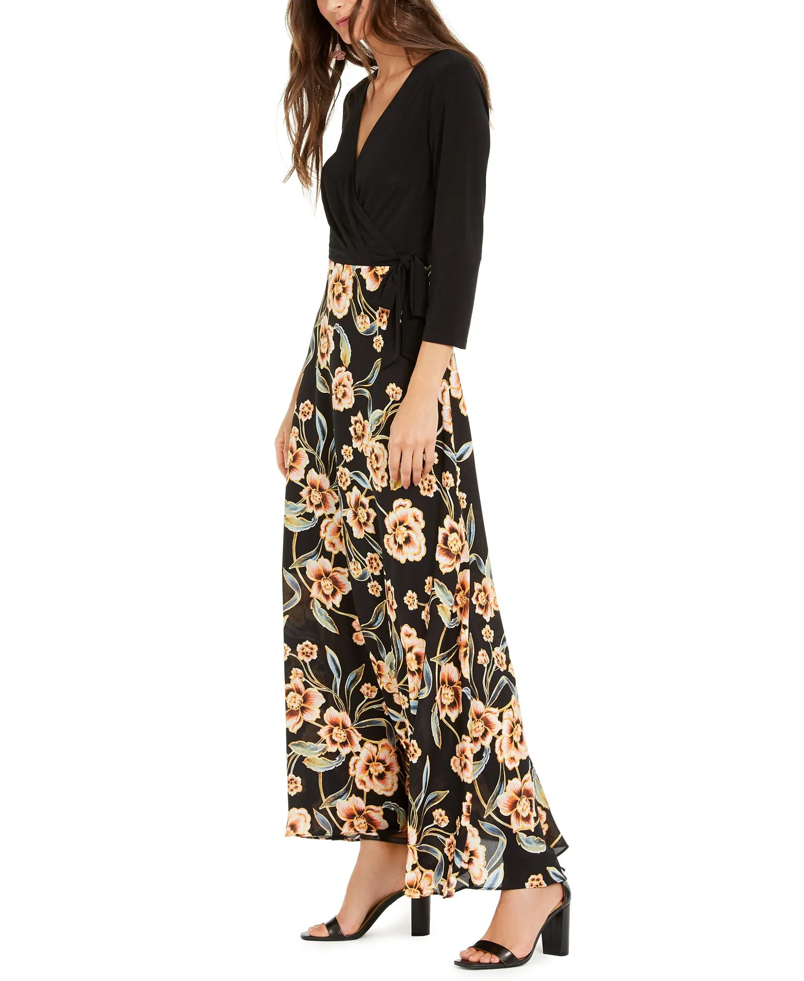 Tie-Side Printed-Skirt Dress
