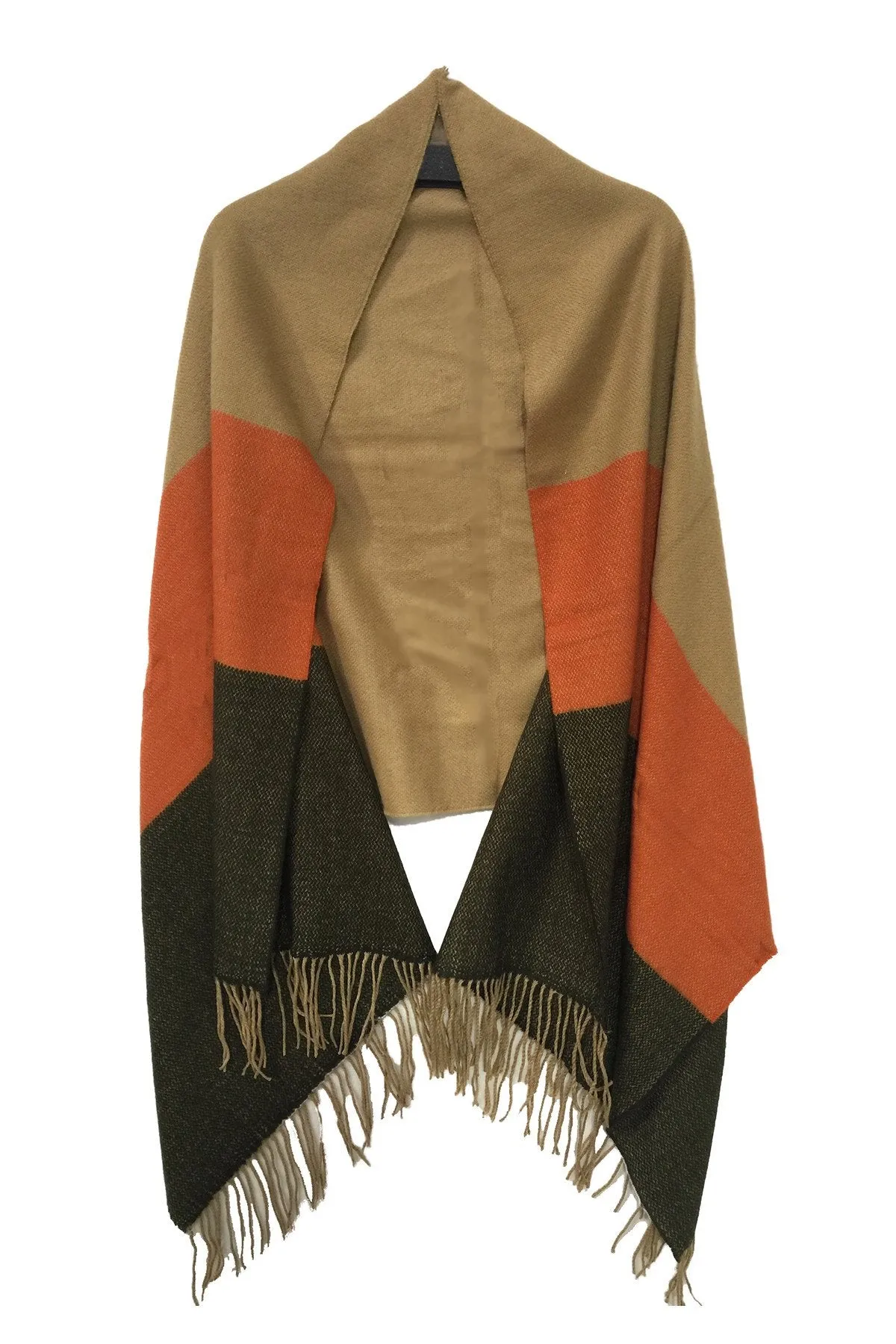 Triple Blocked Color Blanket Wrap