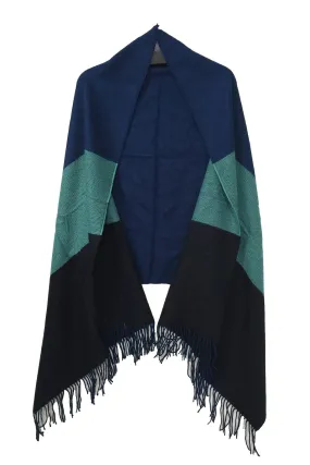 Triple Blocked Color Blanket Wrap