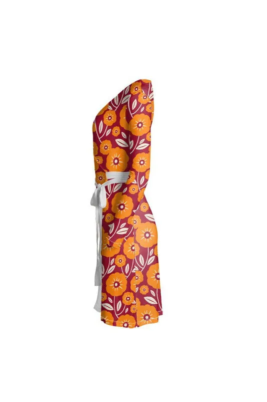 Turmeric Floral Wrap Dress