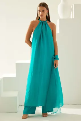 Turquoise Blue Silk Kurta Set
