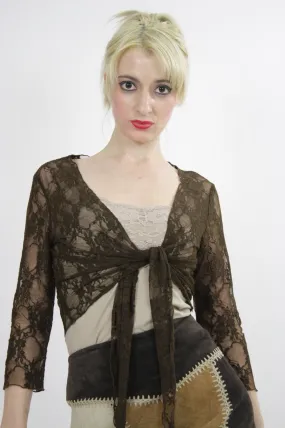 Vintage 90s grunge sheer lace crop top