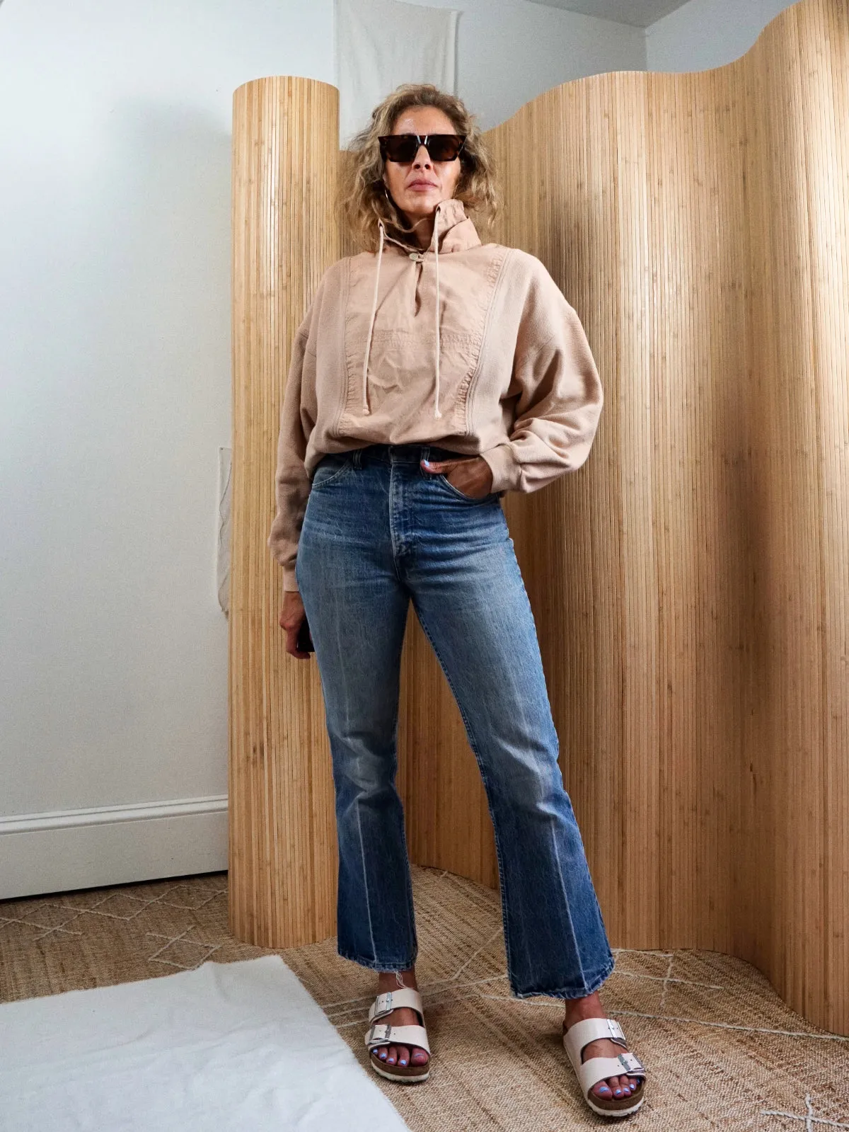 Vintage Neutral Sand Sporty Top