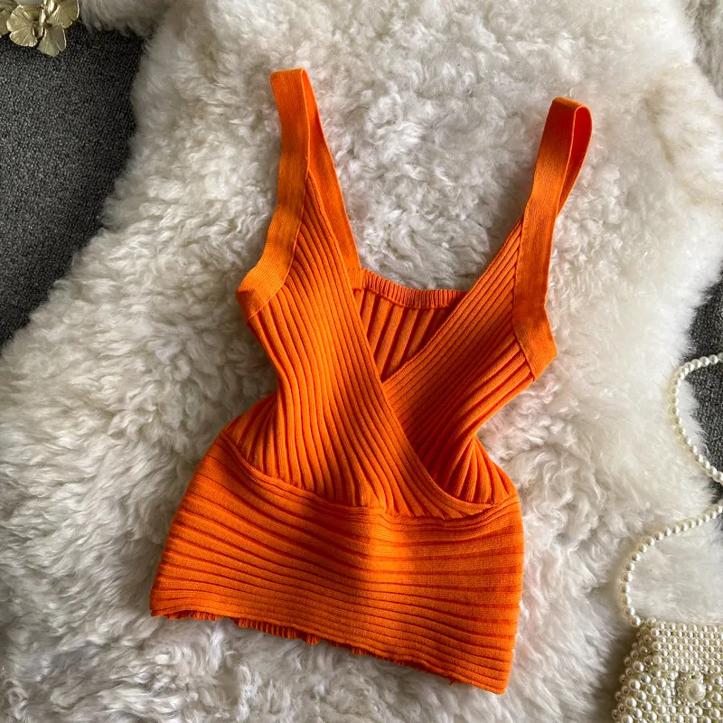 Vintage Pit-striped Knitted Vest
