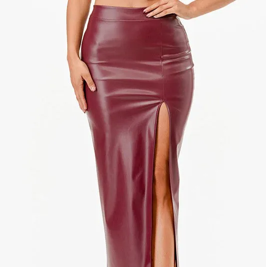 Vintage Style PU Leather Pinup Pencil Skirt