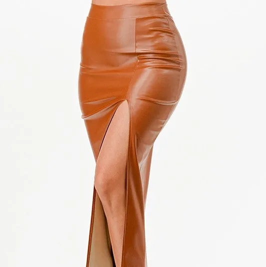 Vintage Style PU Leather Pinup Pencil Skirt