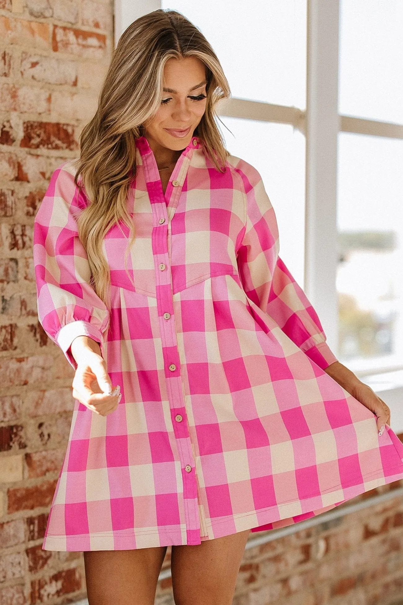 Viola Plaid Shirt Dress
