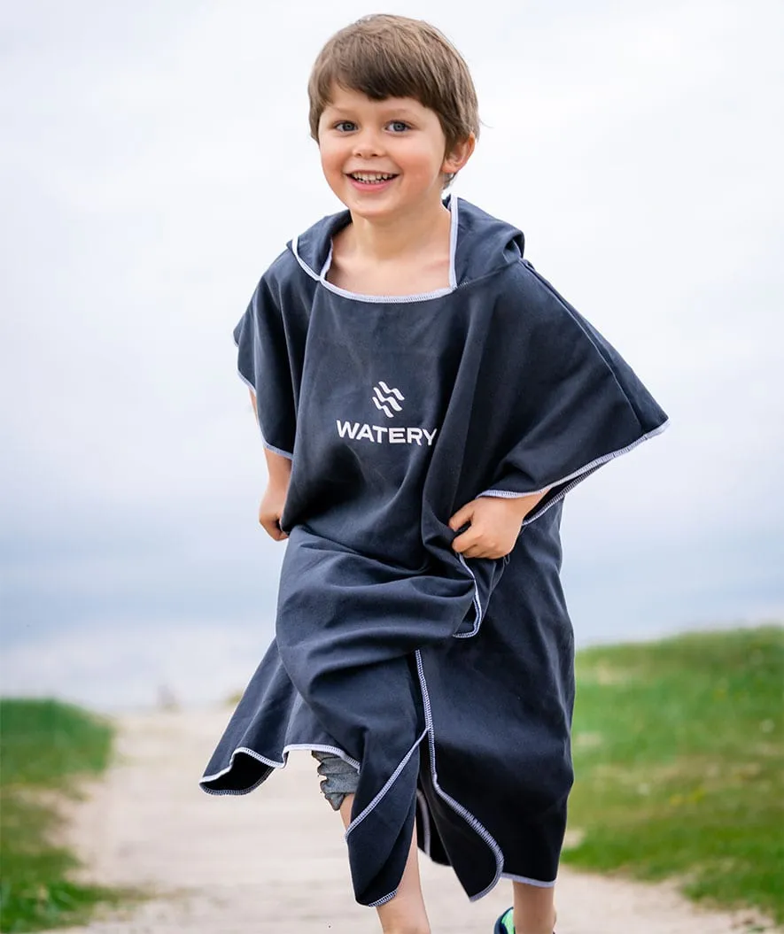 Watery badeponcho til junior - Microfiber - Mørkeblå