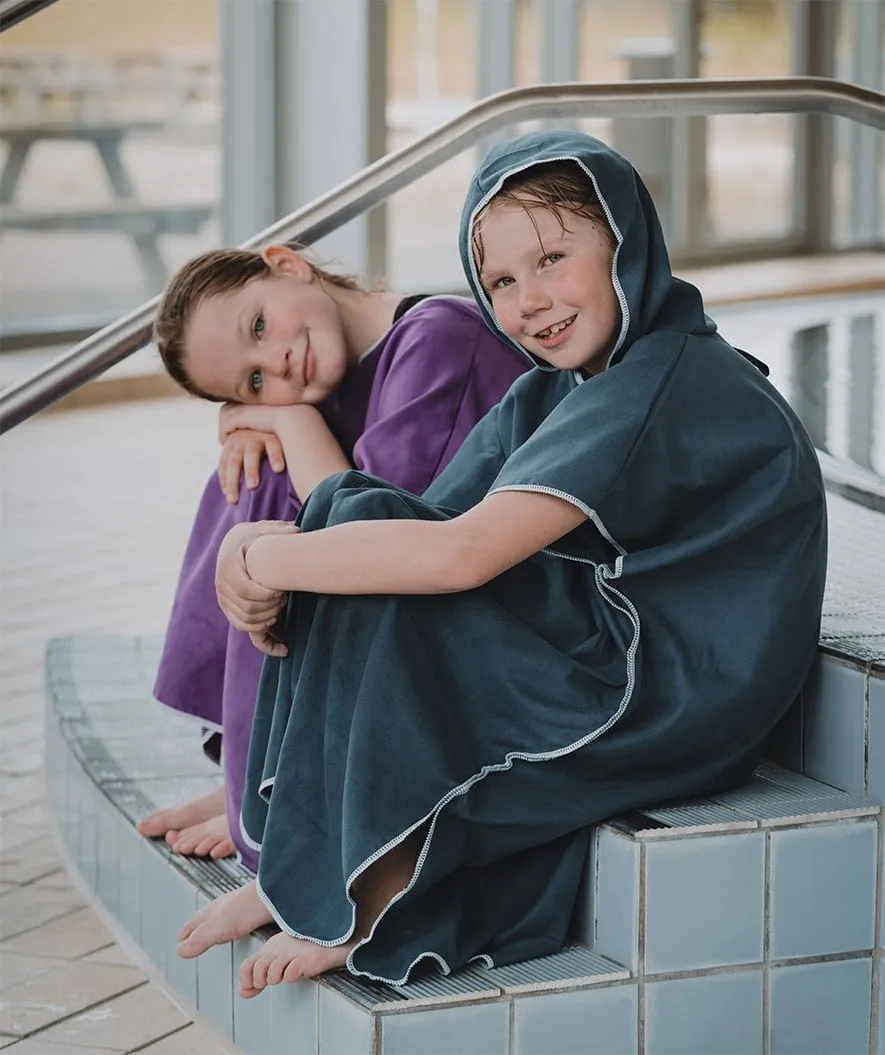Watery badeponcho til junior - Microfiber - Mørkeblå