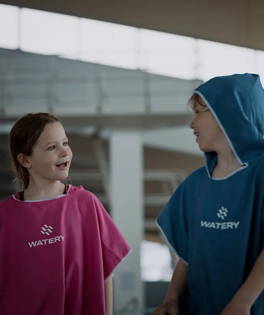 Watery badeponcho til junior - Microfiber - Mørkeblå