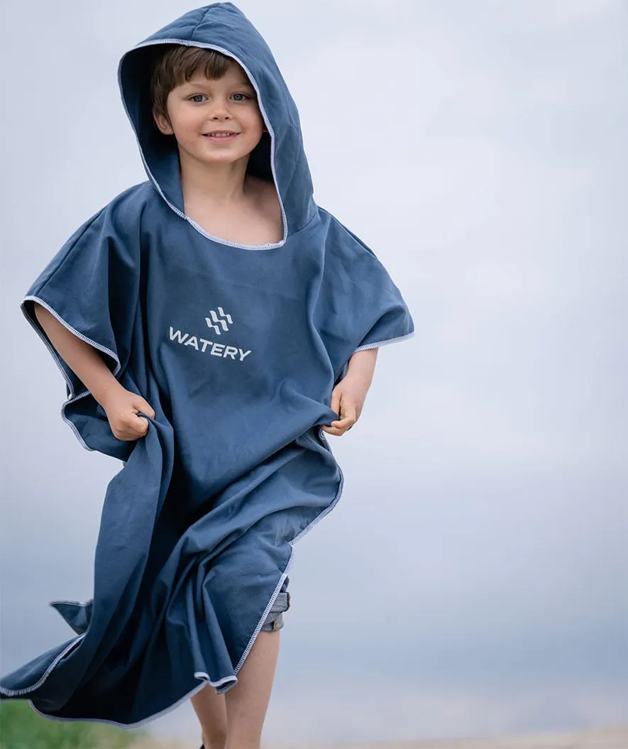 Watery badeponcho til junior - Microfiber - Mørkeblå