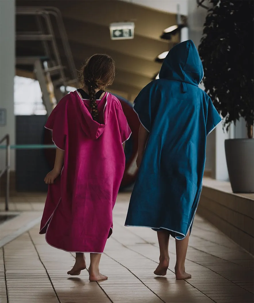 Watery badeponcho til junior - Microfiber - Mørkeblå