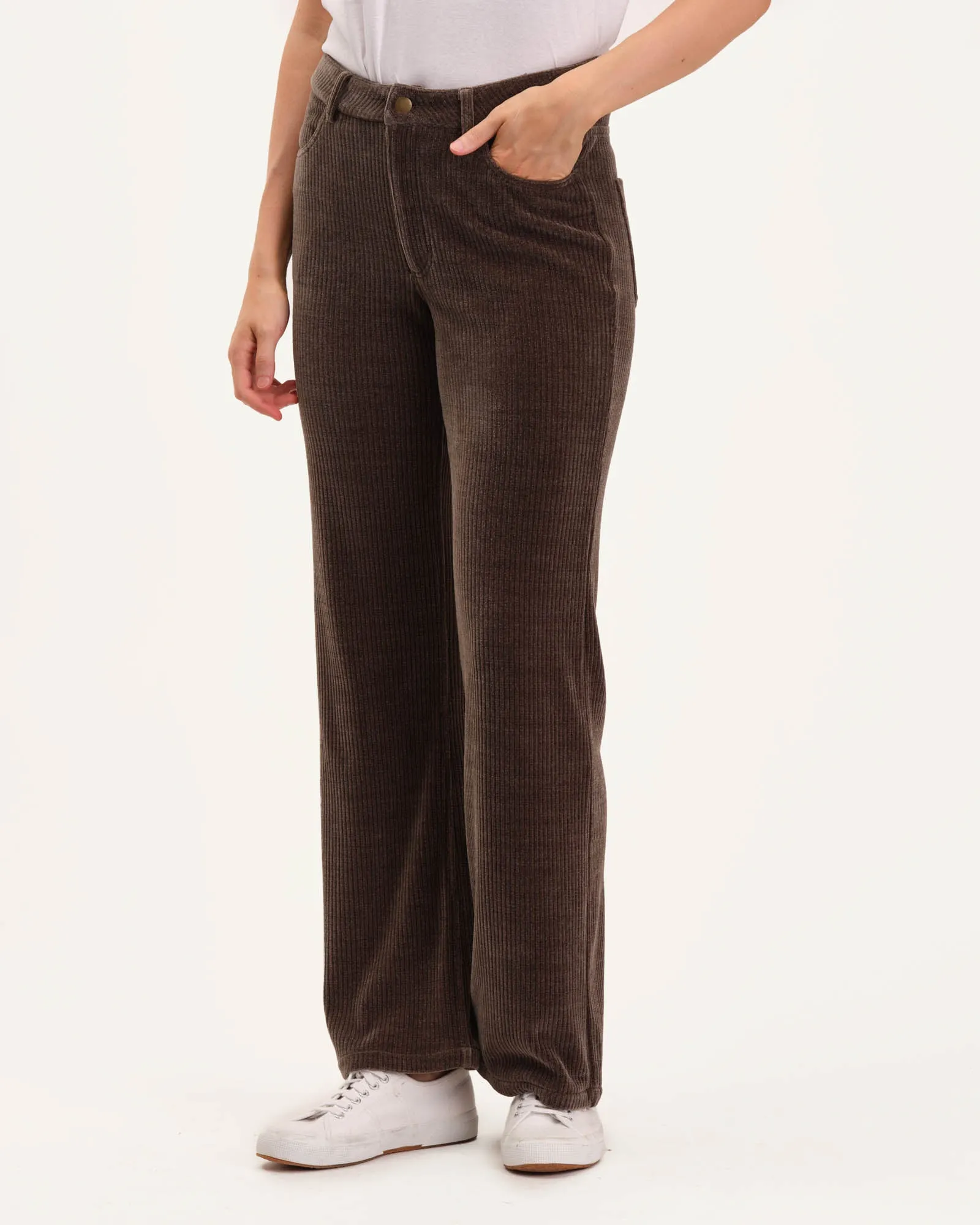 Wide Leg Fly Front Flared Pant
