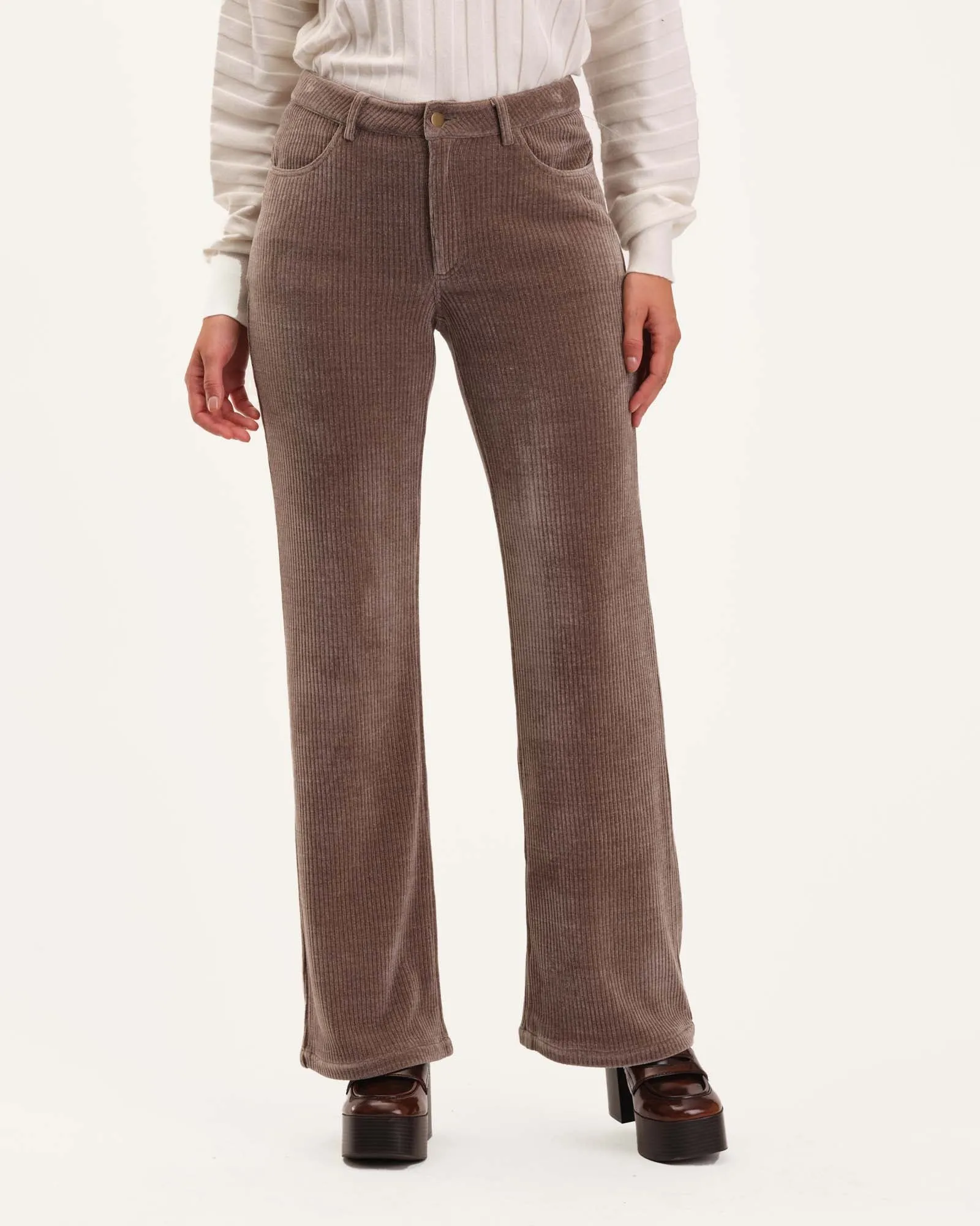 Wide Leg Fly Front Flared Pant